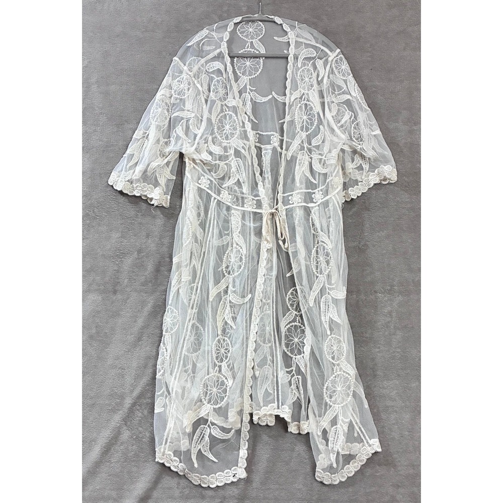 Lace Duster Kimono Boho Festival Sheer Western Cowgirl Romantic Bridal Layering‎
